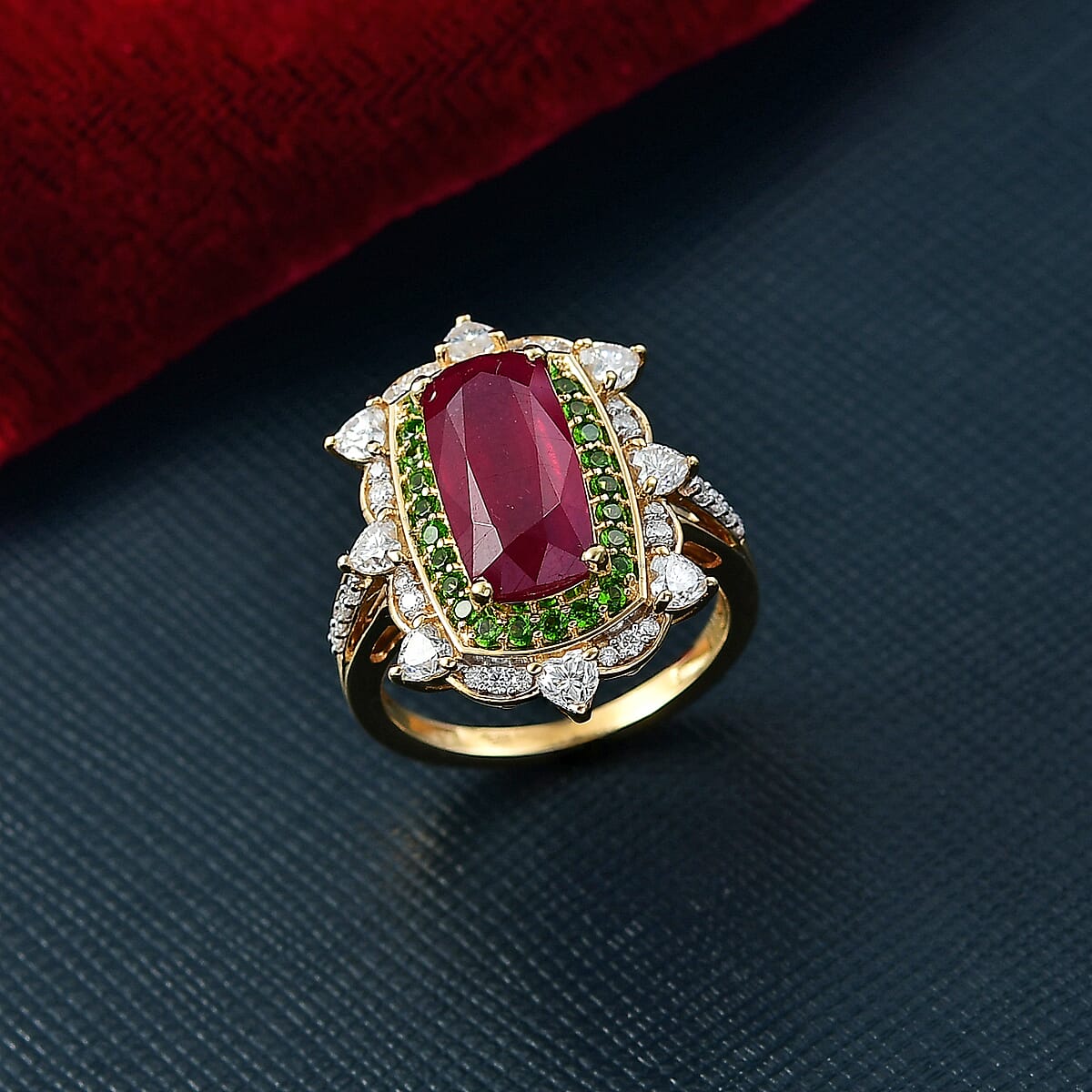 D Joy Niassa Ruby, Multi Gemstone Heart Ring in 18K Vermeil YG Over Sterling Silver 7.25 ctw (Size 6.0) image number 1