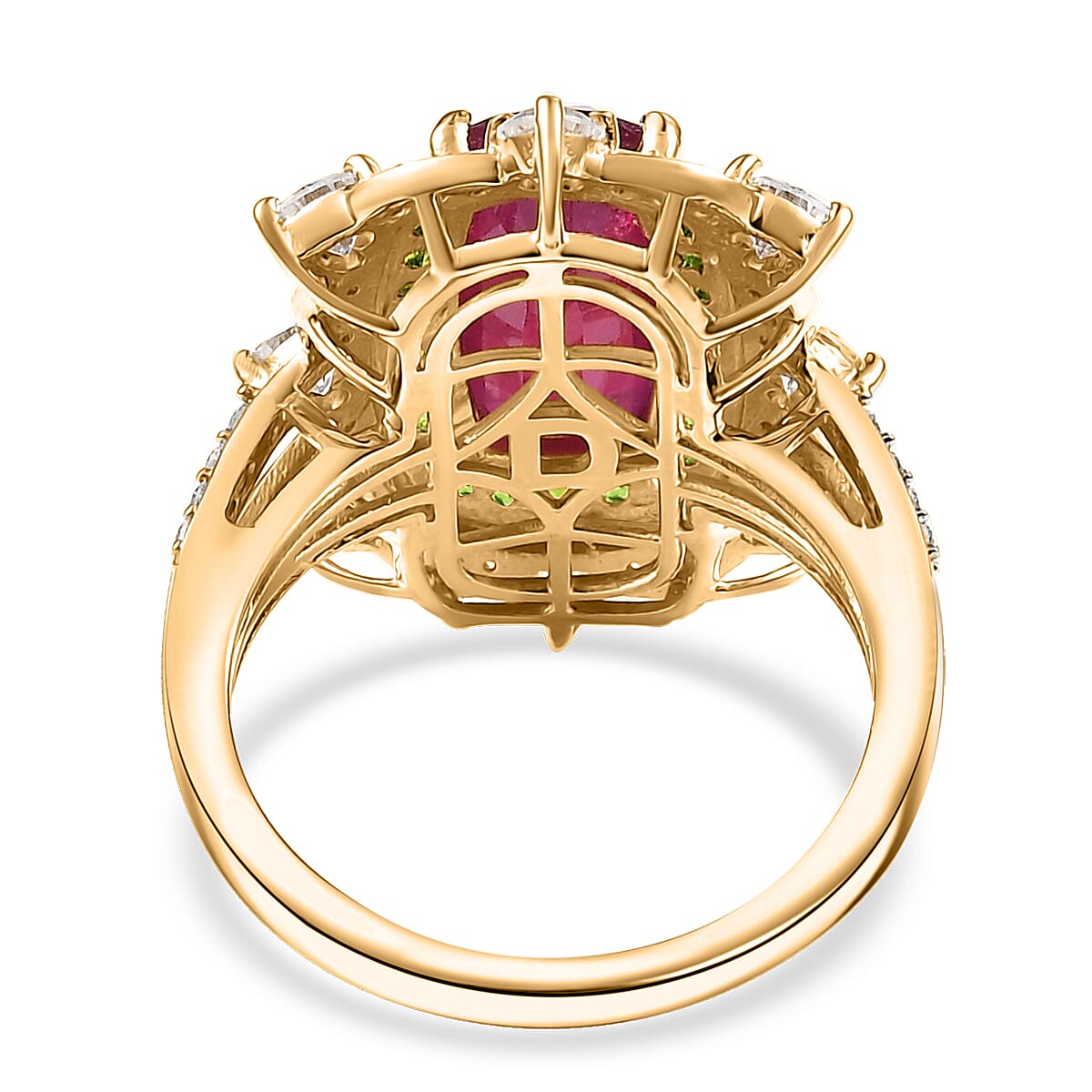 D Joy Niassa Ruby, Multi Gemstone Heart Ring in 18K Vermeil YG Over Sterling Silver 7.25 ctw (Size 6.0) image number 4