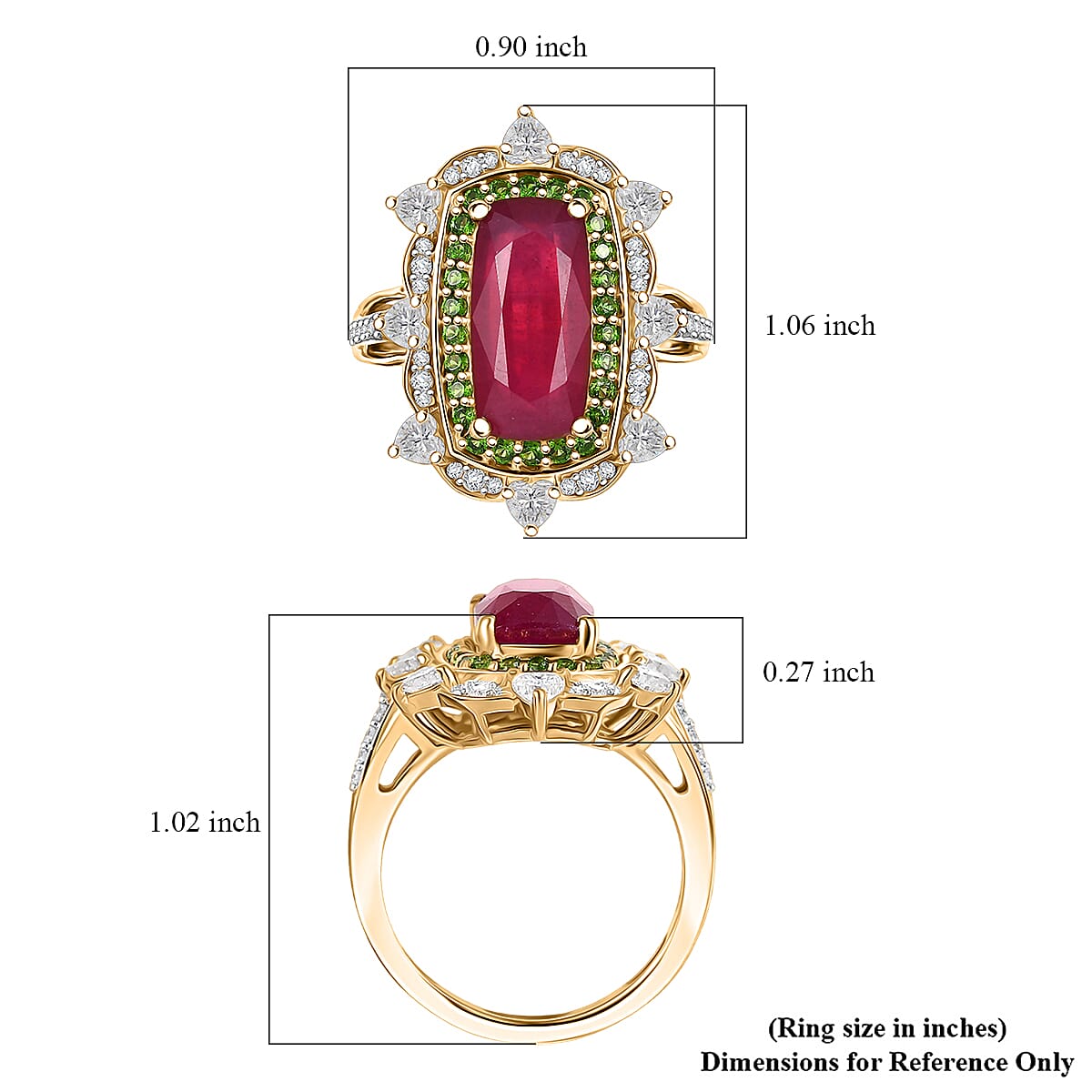 D Joy Niassa Ruby, Multi Gemstone Heart Ring in 18K Vermeil YG Over Sterling Silver 7.25 ctw (Size 6.0) image number 5