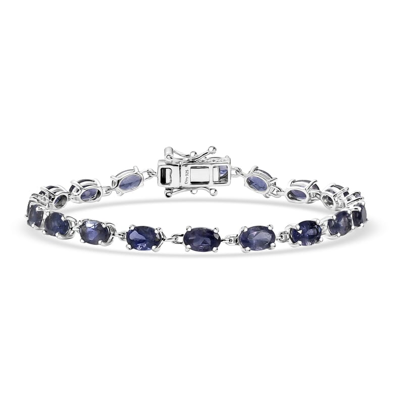 D'Joy Catalina Iolite 7.10 ctw Cosmic Rhythm Bracelet in Rhodium Over Sterling Silver (6.50 In)