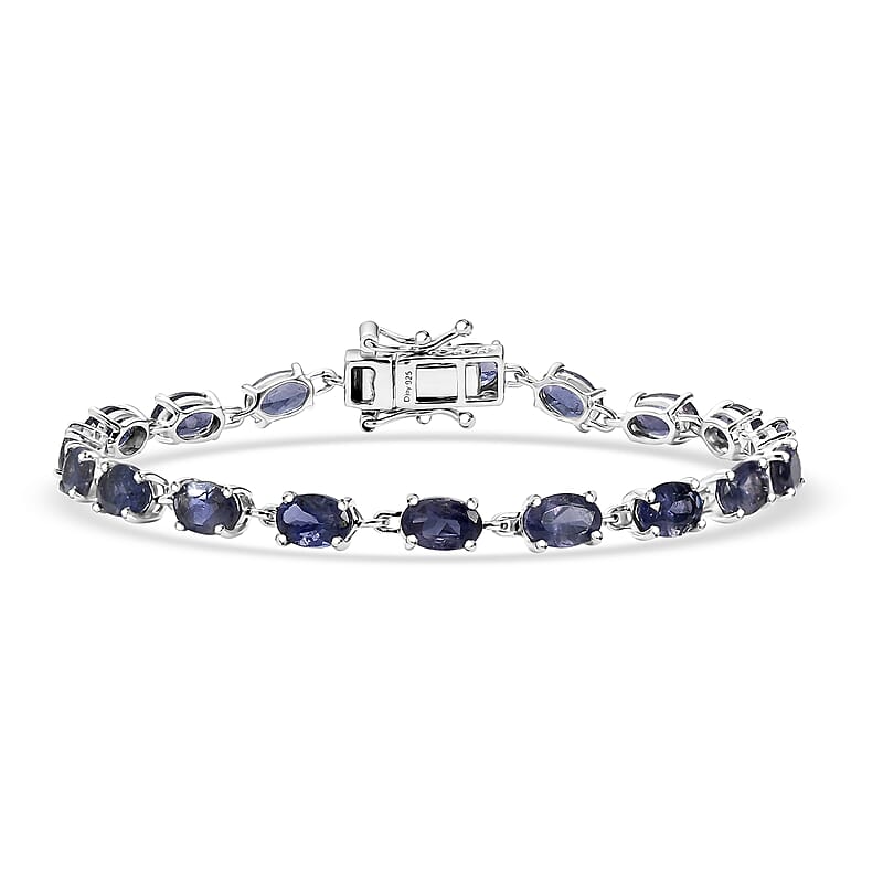 D'Joy Catalina Iolite 7.10 ctw Cosmic Rhythm Bracelet in Rhodium Over Sterling Silver (6.50 In)