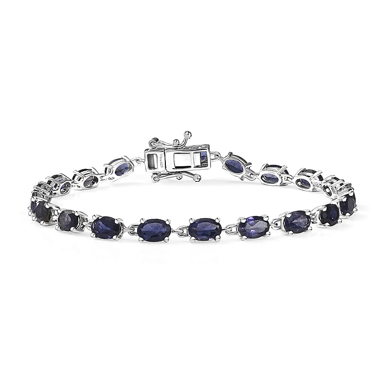 D'Joy Catalina Iolite 7.85 ctw Cosmic Rhythm Bracelet in Rhodium Over Sterling Silver (7.25 In)
