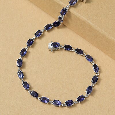 D'Joy Catalina Iolite 7.85 ctw Cosmic Rhythm Bracelet in Rhodium Over Sterling Silver (7.25 In)