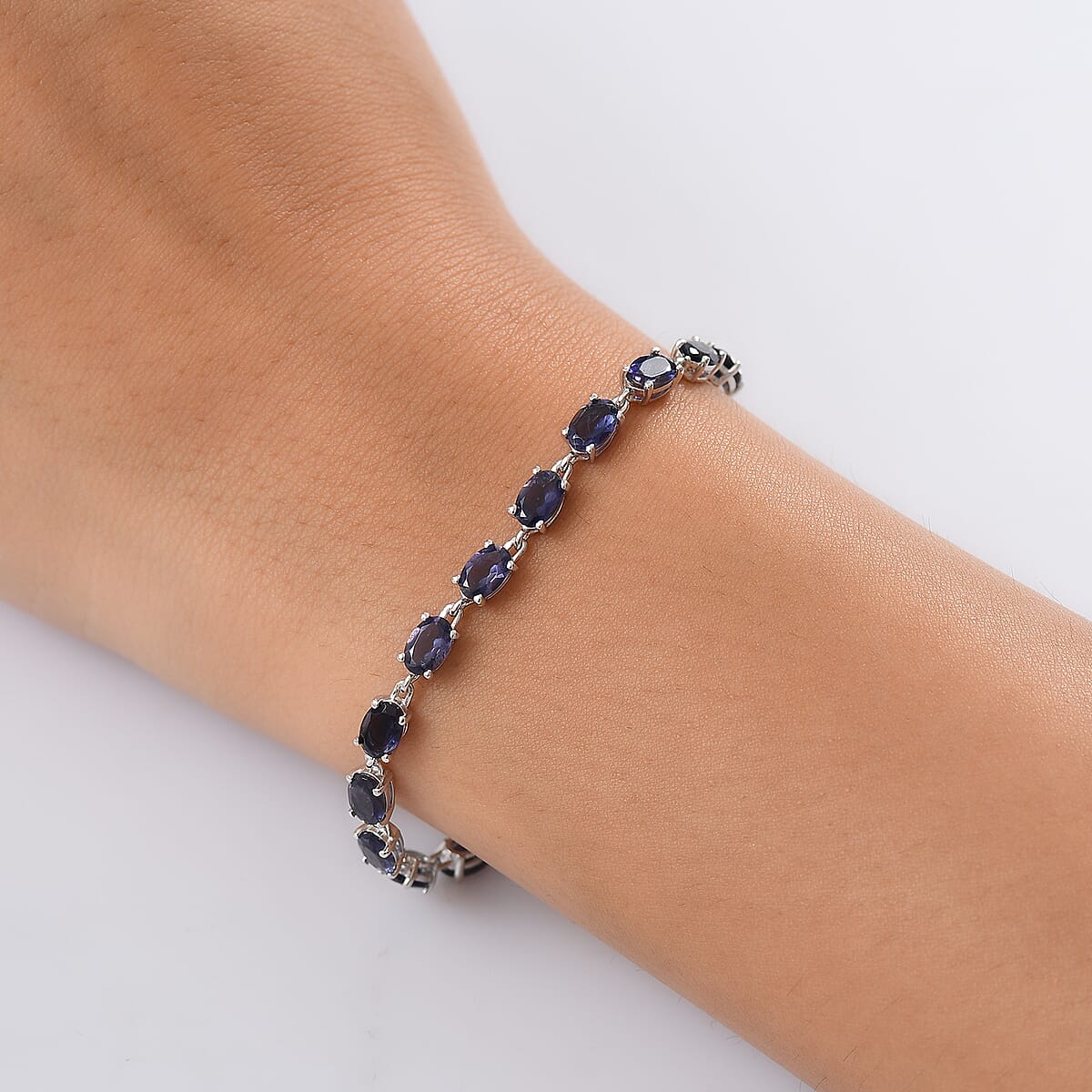 D'Joy Catalina Iolite 7.85 ctw Cosmic Rhythm Bracelet in Rhodium Over Sterling Silver (7.25 In) image number 2