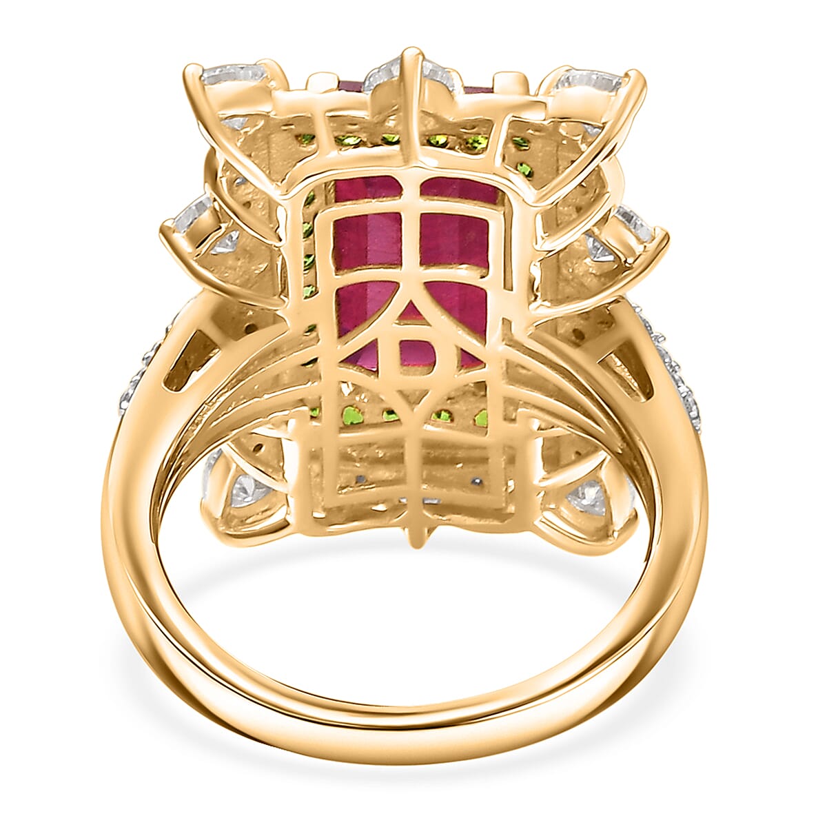 D Joy Niassa Ruby, Multi Gemstone Heart Ring in 18K Vermeil YG Over Sterling Silver 8.50 ctw (Size 7.0) image number 4