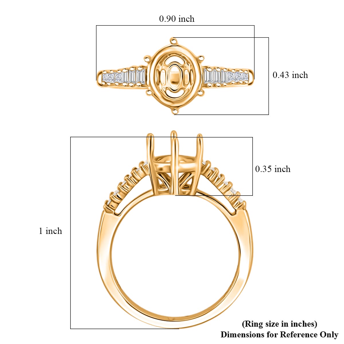 Iliana Mounting Ring in 18K Yellow Gold (Size 8.0) 5.10 Grams image number 3