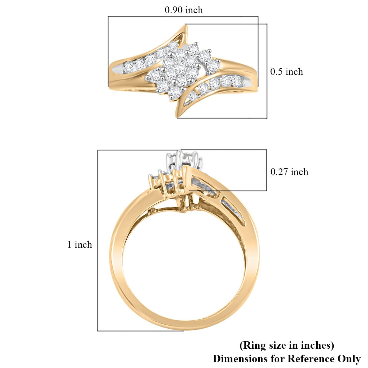 NY Closeout White Diamond 0.50 ctw Ring in 10K Yellow Gold (Size 5.5) image number 4