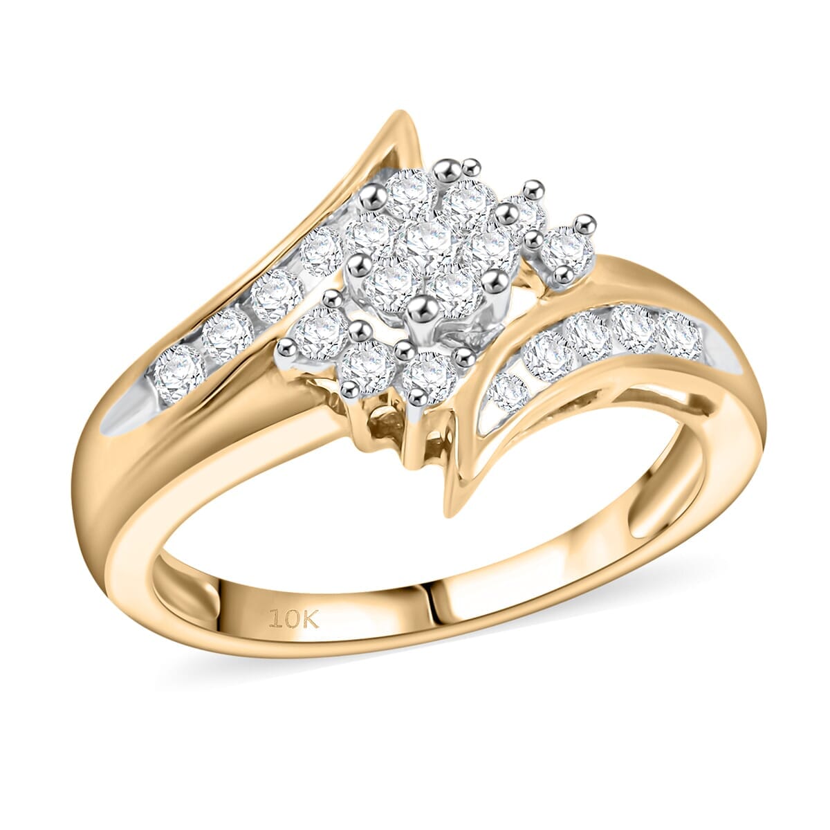 NY Closeout White Diamond 0.50 ctw Ring in 10K Yellow Gold (Size 9.5) image number 0