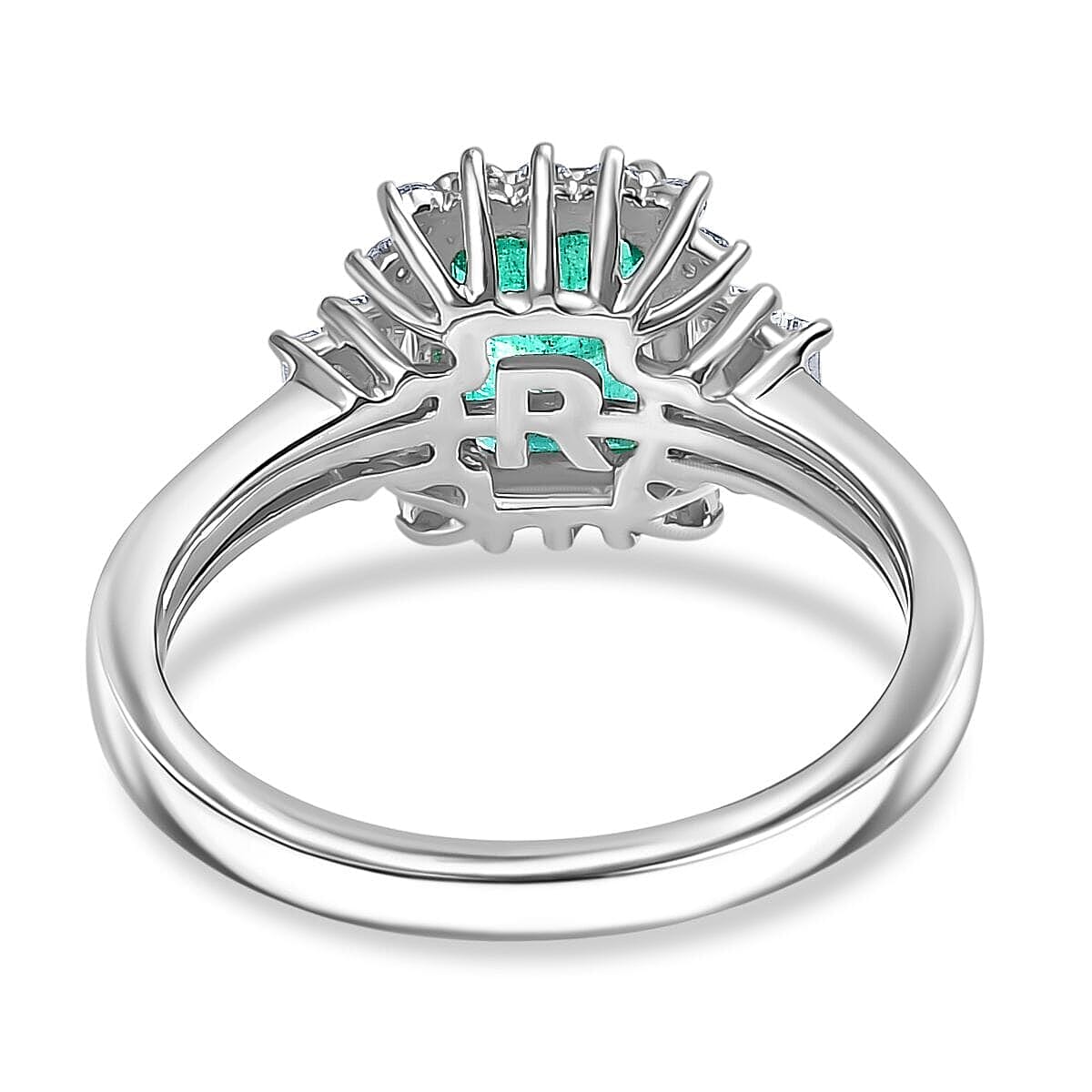 Certified & Appraised Rhapsody AAAA Kagem Zambian Emerald and E-F VS Diamond 2.05 ctw Ring in 950 Platinum (Size 5.5)  image number 4