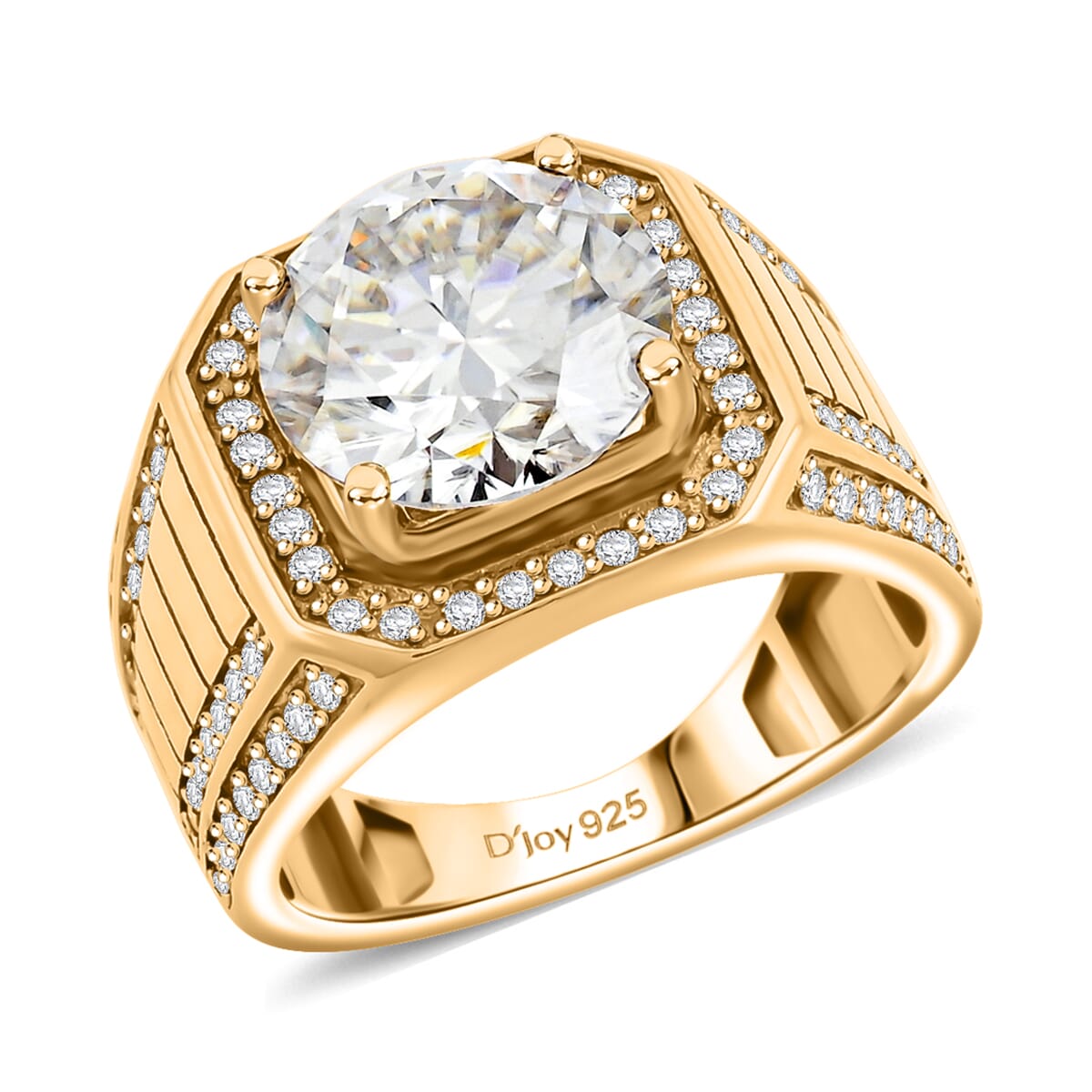 Moissanite 5.15 ctw Men's Ring in 18K Vermeil Yellow Gold Over Sterling Silver (Size 8.5) image number 0