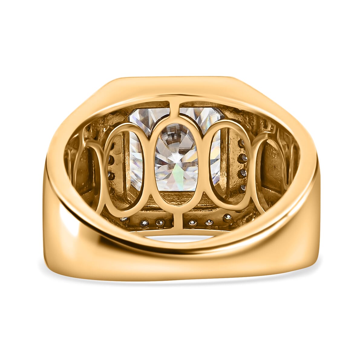 Moissanite 5.15 ctw Men's Ring in 18K Vermeil Yellow Gold Over Sterling Silver (Size 8.5) image number 4