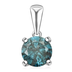 Luxoro Venice Blue Diamond (I1-I2) 1.00 ctw Solitaire Pendant without Chain in 10K White Gold