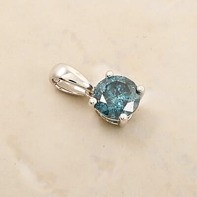Luxoro Venice Blue Diamond (I1-I2) 1.00 ctw Solitaire Pendant without Chain in 10K White Gold