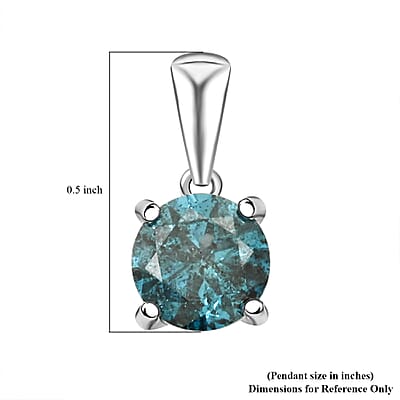Luxoro Venice Blue Diamond (I1-I2) 1.00 ctw Solitaire Pendant without Chain in 10K White Gold