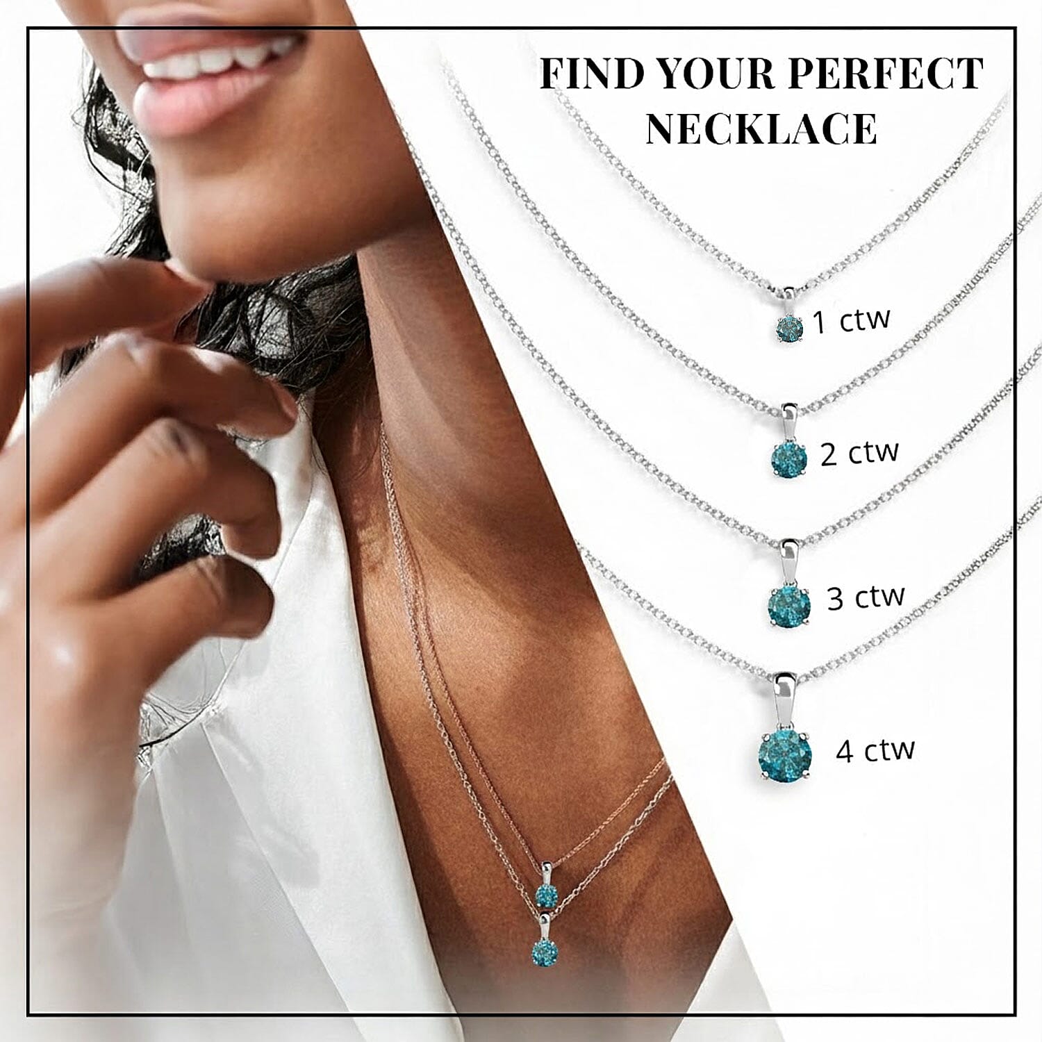 Luxoro Venice Blue Diamond (I1-I2) 1.00 ctw Solitaire Pendant without Chain in 10K White Gold