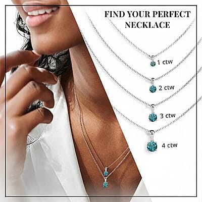 Luxoro Venice Blue Diamond (I1-I2) 1.00 ctw Solitaire Pendant without Chain in 10K White Gold