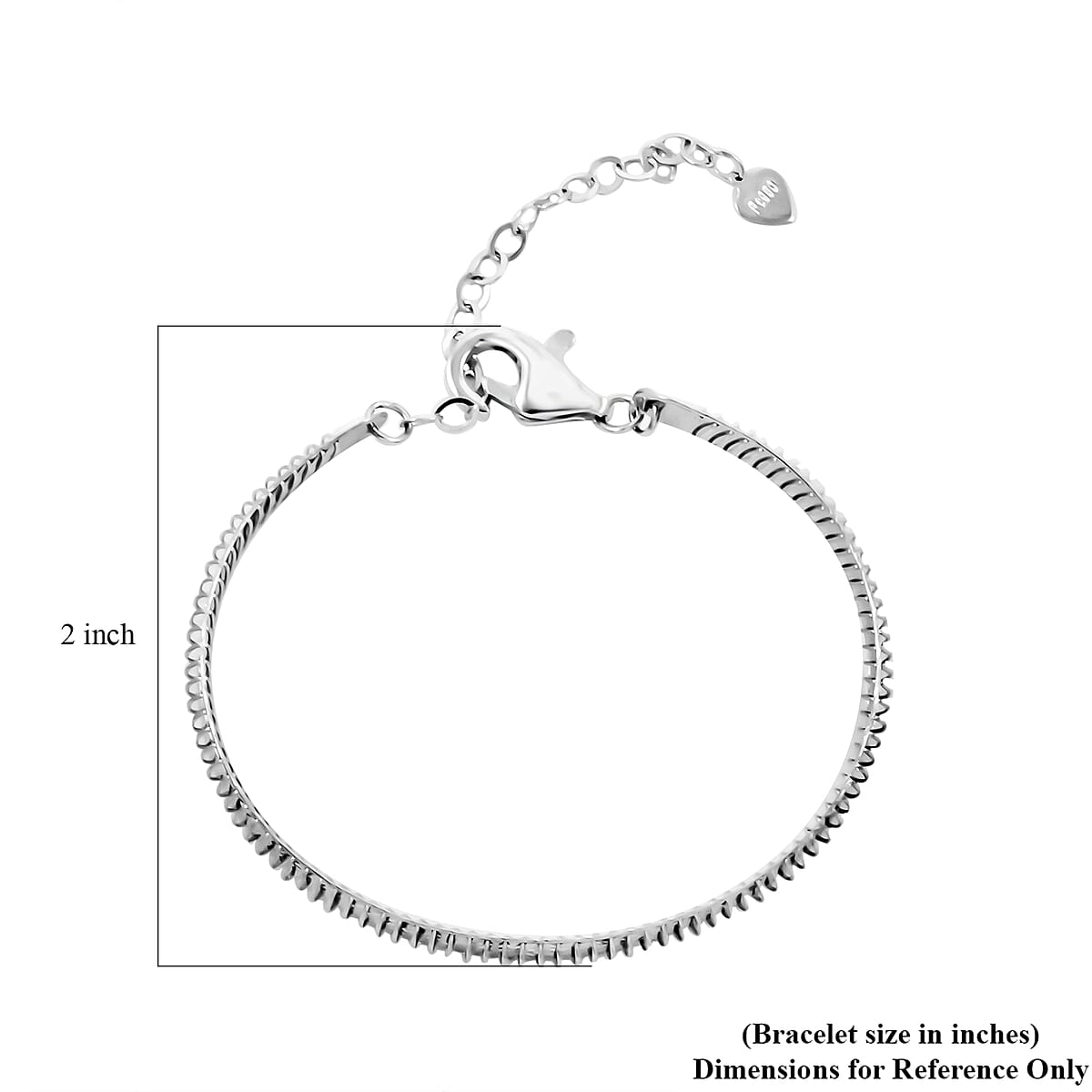 950 Platinum Diamond Cut Textured Bangle Bracelet (Size 6.00) (11.90 g) image number 3