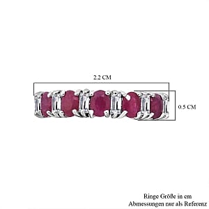 Burmese Ruby and Moissanite 2.03 ctw Ring in Rhodium Over Sterling Silver (Size 9)