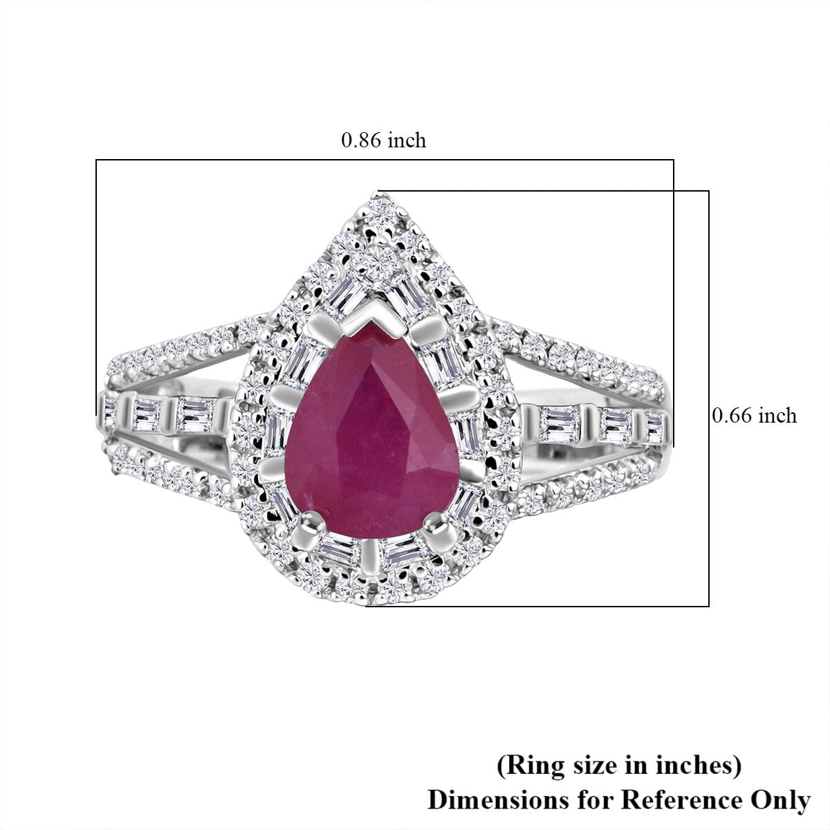 D'Joy Premium Mozambique Ruby and Moissanite 2.00 ctw Ring in Rhodium Over Sterling Silver (Size 10.0) image number 5