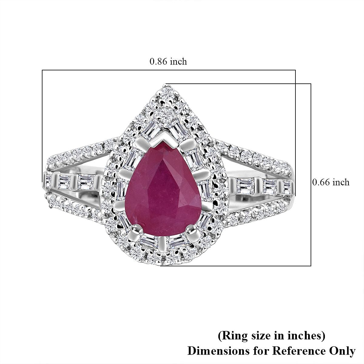 D'Joy Premium Montepuez Ruby and Moissanite 2.00 ctw Fleur de Flame Ring in Rhodium Over Sterling Silver (Size 9.0) image number 5