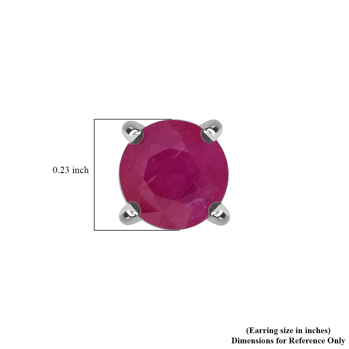 D'Joy Mozambique Ruby 2.00 ctw Solitaire Stud Earrings in Rhodium Over Sterling Silver 