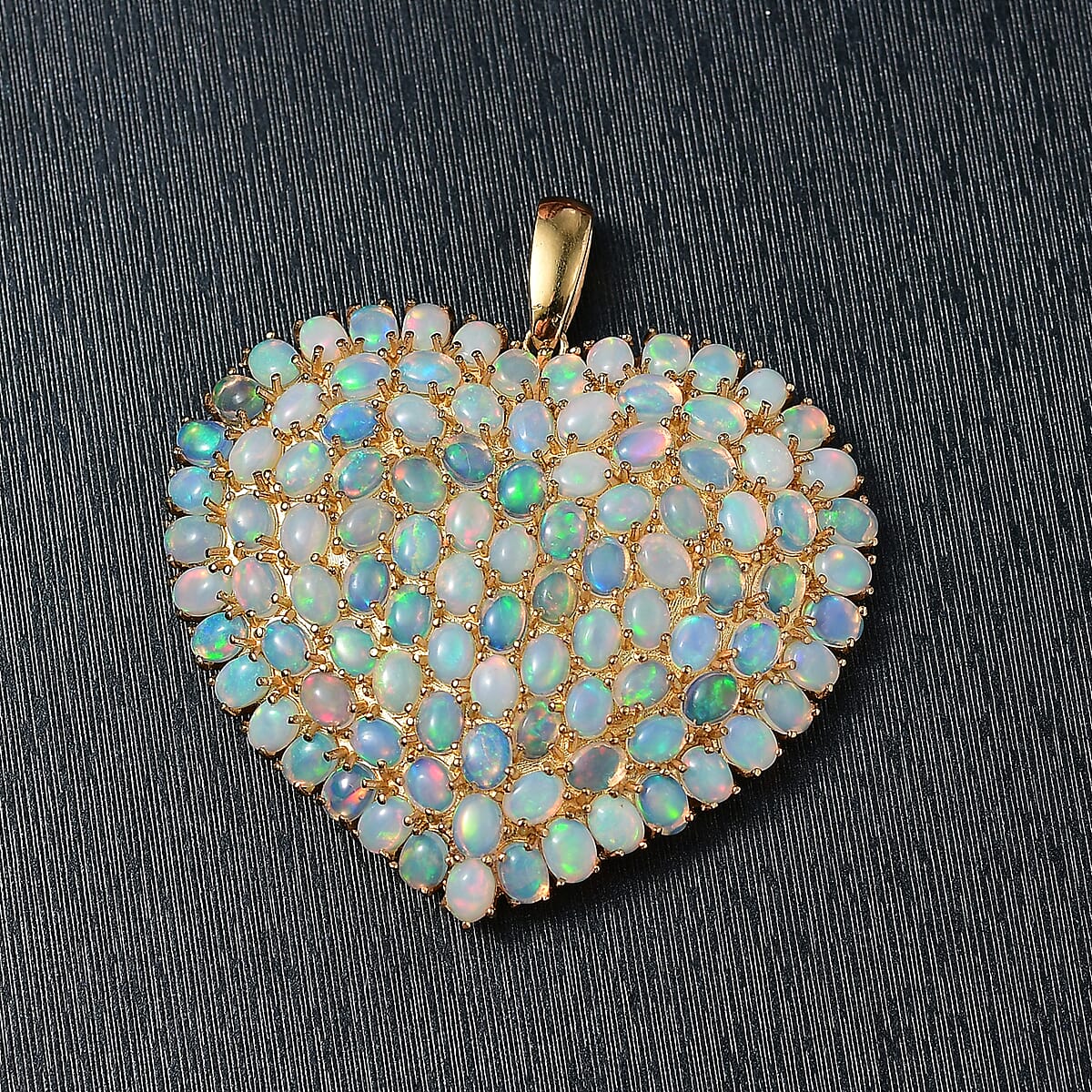 GP Premium Ethiopian Welo Opal Heart Pendant without Chain in 18K Vermeil YG Over Sterling Silver 11.10 ctw image number 1