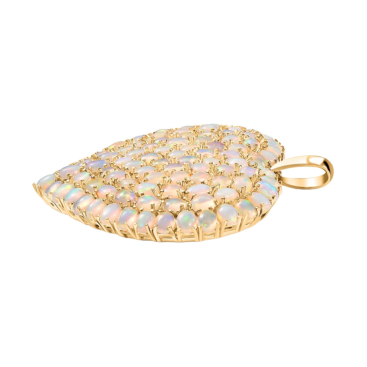 GP Premium Ethiopian Welo Opal Heart Pendant without Chain in 18K Vermeil YG Over Sterling Silver 11.10 ctw image number 3