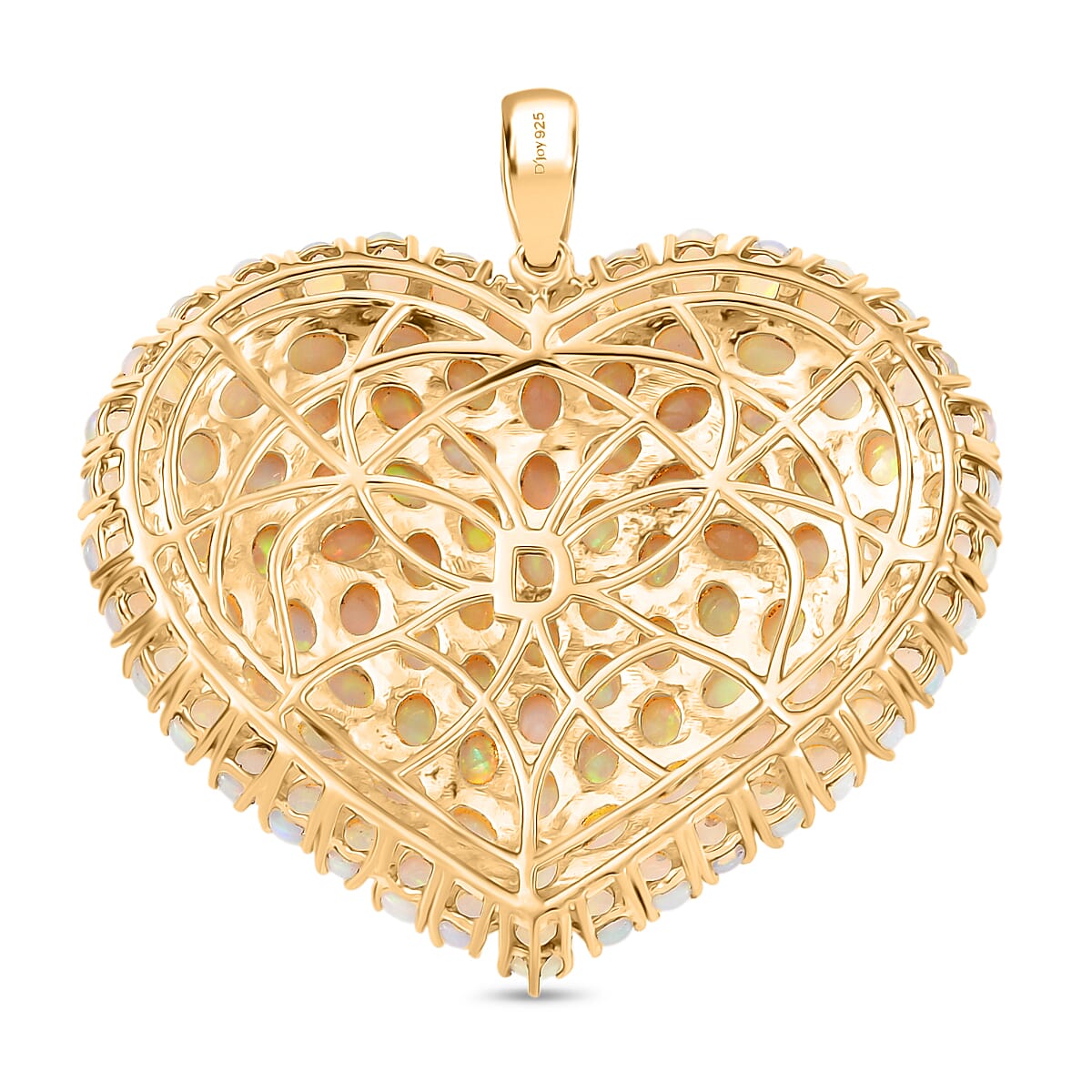 GP Premium Ethiopian Welo Opal Heart Pendant without Chain in 18K Vermeil YG Over Sterling Silver 11.10 ctw image number 4