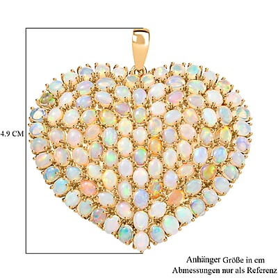 GP Ethiopian Welo Opal 11.10 ctw Pendant in 18K Vermeil Yellow Gold Over Sterling Silver