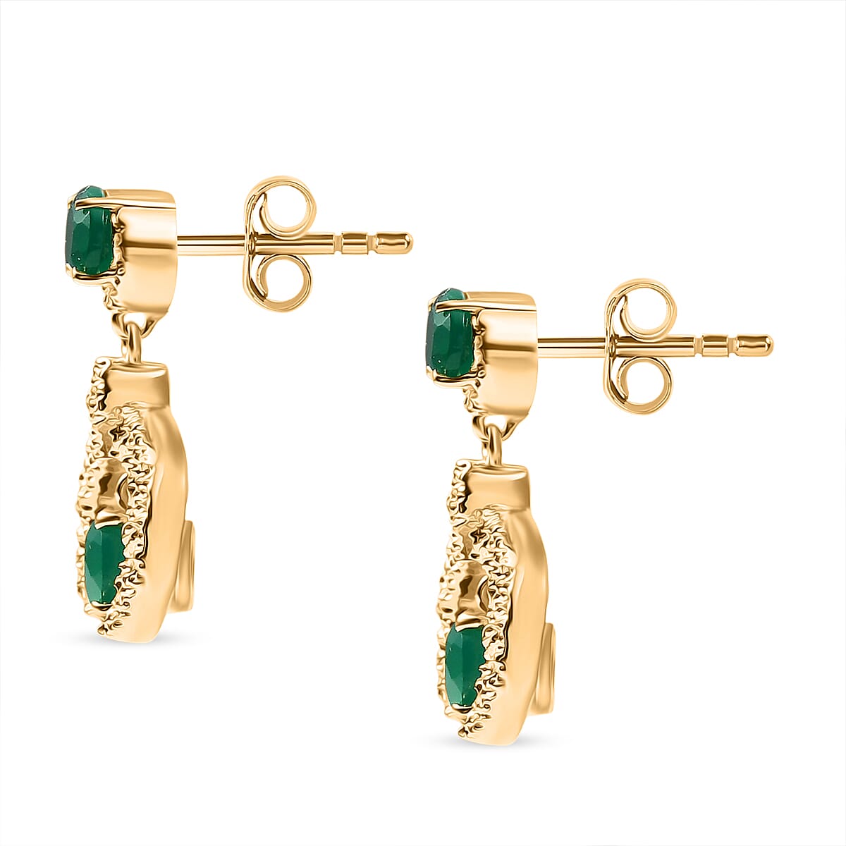 EverTrue Green Onyx 3.70 ctw Earrings in 18K YG Plated