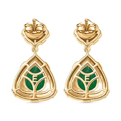 EverTrue Green Onyx and White Zircon 4.40 ctw Earrings in 18K YG Plated