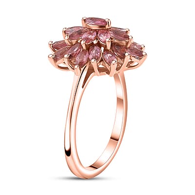 D'Joy Premium Blush Tourmaline 2.10 ctw Bloomfire  Ring in 18K Vermeil Rose Gold Over Sterling Silver (Size 10.0)