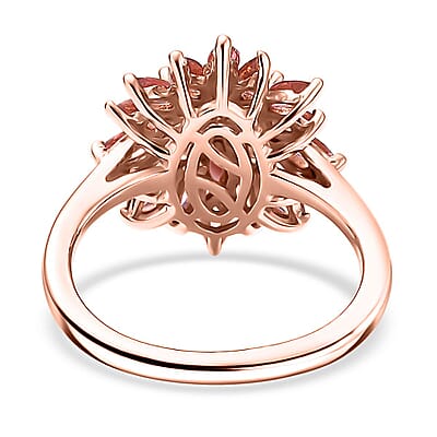D'Joy Premium Blush Tourmaline 2.10 ctw Bloomfire  Ring in 18K Vermeil Rose Gold Over Sterling Silver (Size 10.0)