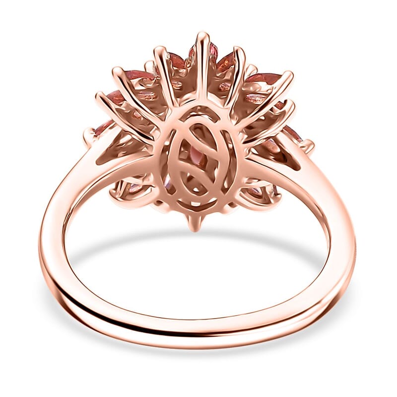 D'Joy Premium Blush Tourmaline 2.10 ctw Bloomfire  Ring in 18K Vermeil Rose Gold Over Sterling Silver (Size 10.0)