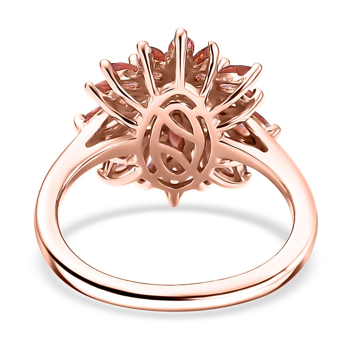 D'Joy Premium Blush Tourmaline 2.10 ctw Floral Spray Ring in 18K Vermeil Rose Gold Over Sterling Silver (Size 7.0) image number 4