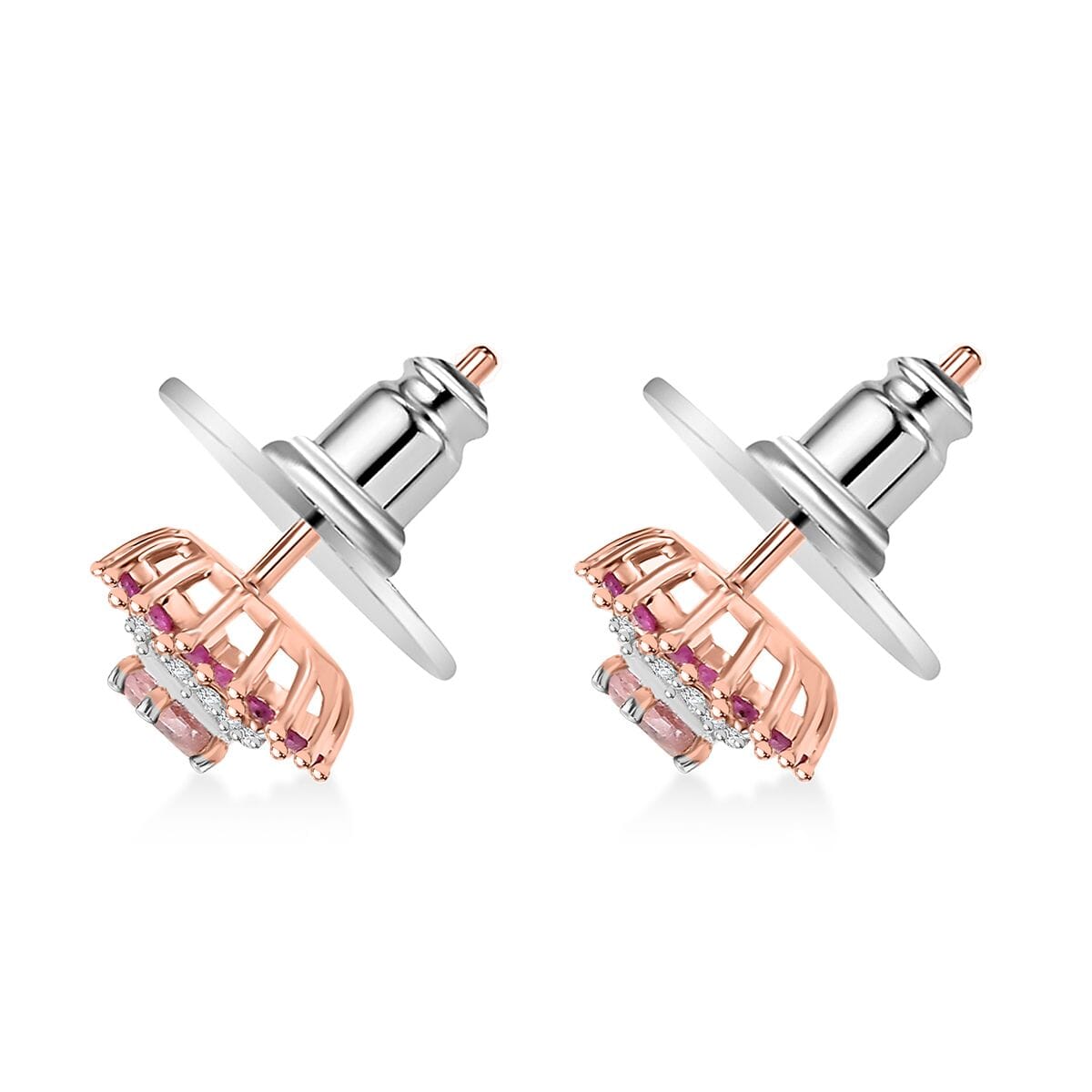 D'Joy Premium Blush Tourmaline and Multi Gemstone 0.85 ctw Earrings in 18K Vermeil Rose Gold Over Sterling Silver image number 3