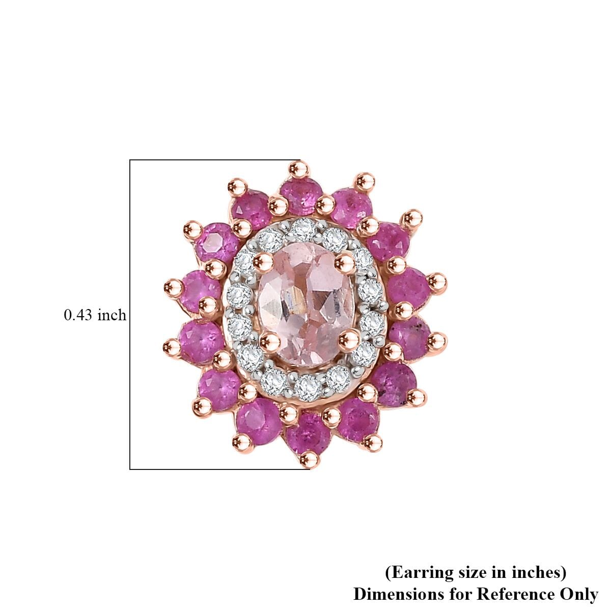 D'Joy Premium Blush Tourmaline and Multi Gemstone 0.85 ctw Earrings in 18K Vermeil Rose Gold Over Sterling Silver image number 4