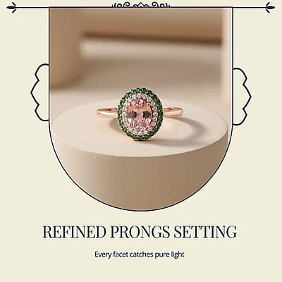 D'Joy Premium Blush Tourmaline and Multi Gemstone 1.30 ctw Floral Glint Ring in 18K Vermeil Rose Gold Over Sterling Silver (Size 10.0)