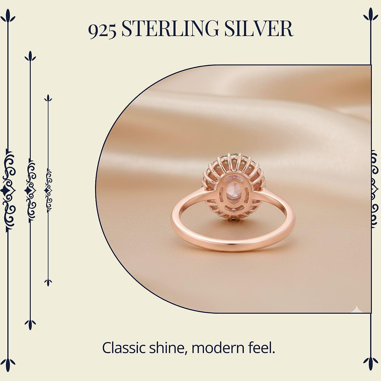 D'Joy Premium Blush Tourmaline and Multi Gemstone 1.30 ctw Floral Glint Ring in 18K Vermeil Rose Gold Over Sterling Silver (Size 10.0)