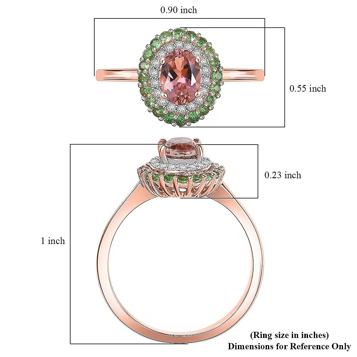 D'Joy Premium Blush Tourmaline and Multi Gemstone 1.30 ctw Floral Glint Ring in 18K Vermeil Rose Gold Over Sterling Silver (Size 7.0) image number 6