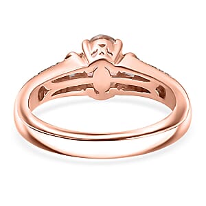 Luxoro 10K Rose Gold Premium Blush Tourmaline, Natural Champagne and White Diamond (I2) Ring (Size 10.0) 1.00 ctw