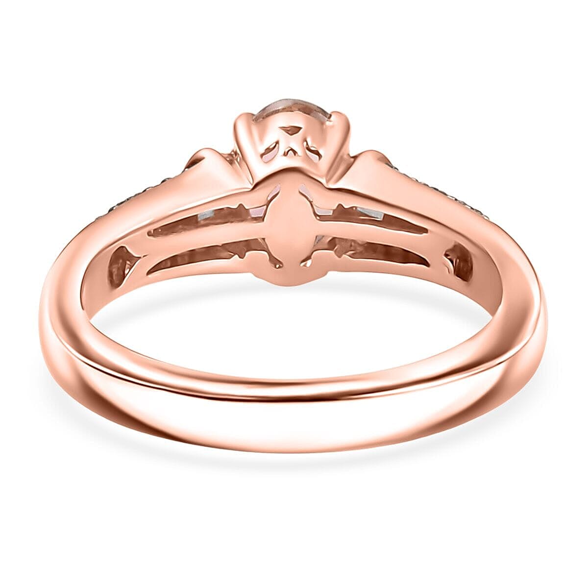 Luxoro 10K Rose Gold Premium Blush Tourmaline, Natural Champagne and White Diamond (I2) Ring (Size 5.0) 1.00 ctw image number 3