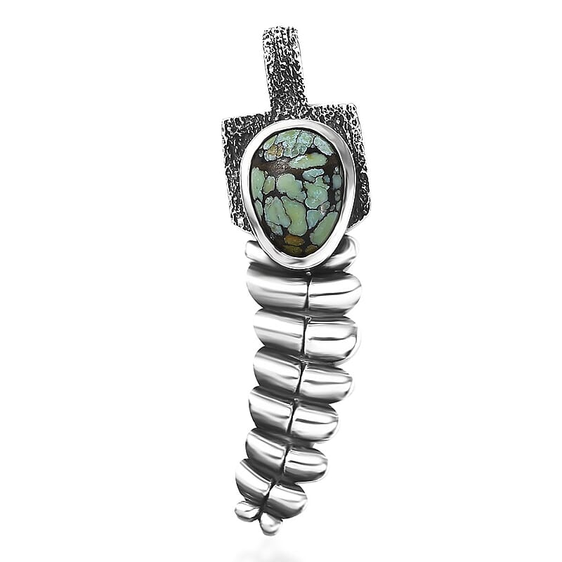 D'Joy Artisan Crafted Whispering Web Turquoise 2.60 ctw Rattlesnakes Pendant without Chain in Sterling Silver 