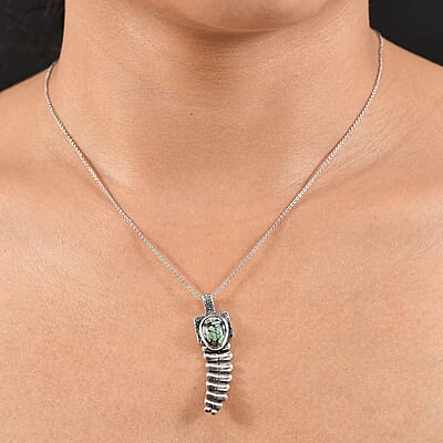 D'Joy Artisan Crafted Whispering Web Turquoise 2.60 ctw Rattlesnakes Pendant without Chain in Sterling Silver 