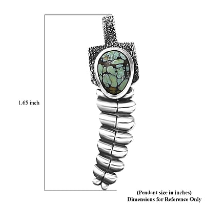 D'Joy Artisan Crafted Whispering Web Turquoise 2.60 ctw Rattlesnakes Pendant without Chain in Sterling Silver 