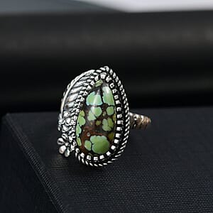 D'Joy Artisan Crafted Whispering Web Turquoise 7.00 ctw Ring in Sterling Silver (Size 10.0)