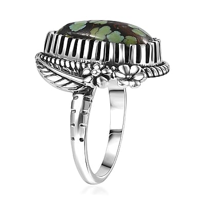 D'Joy Artisan Crafted Whispering Web Turquoise 7.00 ctw Ring in Sterling Silver (Size 10.0)