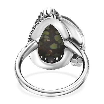 D'Joy Artisan Crafted Whispering Web Turquoise 7.00 ctw Ring in Sterling Silver (Size 10.0)
