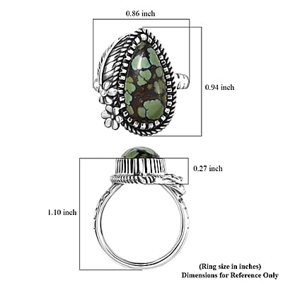 D'Joy Artisan Crafted Whispering Web Turquoise 7.00 ctw Ring in Sterling Silver (Size 10.0)
