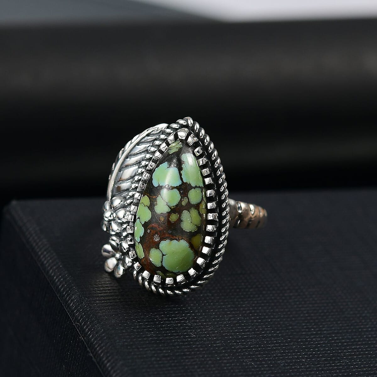 D'Joy Artisan Crafted Whispering Web Turquoise 7.00 ctw Ring in Sterling Silver (Size 9.0) image number 1